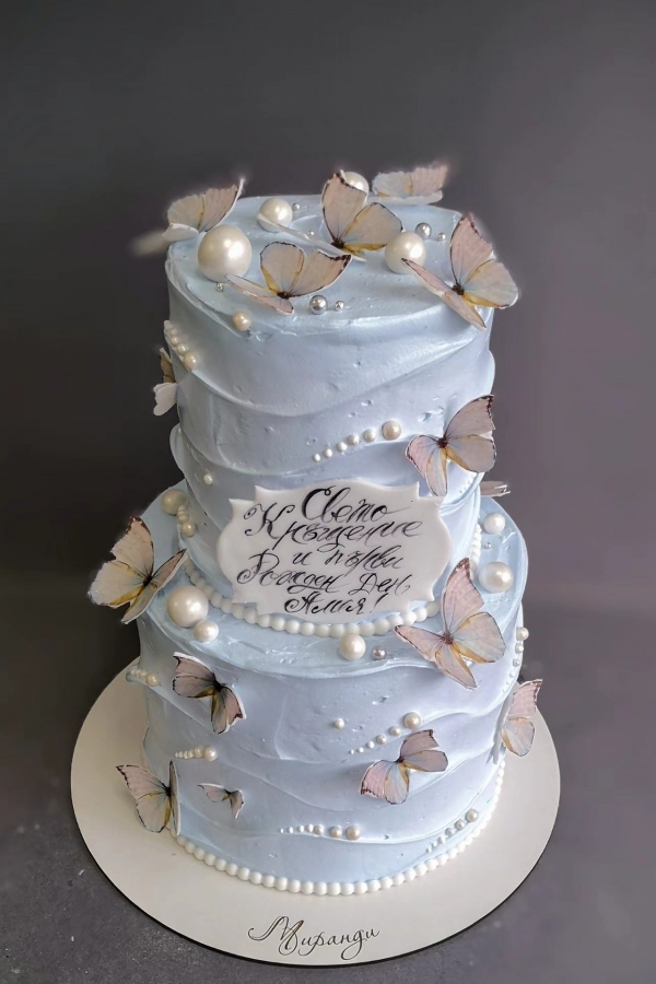 Торта Св Кръщение - пеперуди